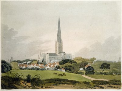 Catedral de Norwich, 1802, grabado por Edward Bell de Robert Ladbrooke